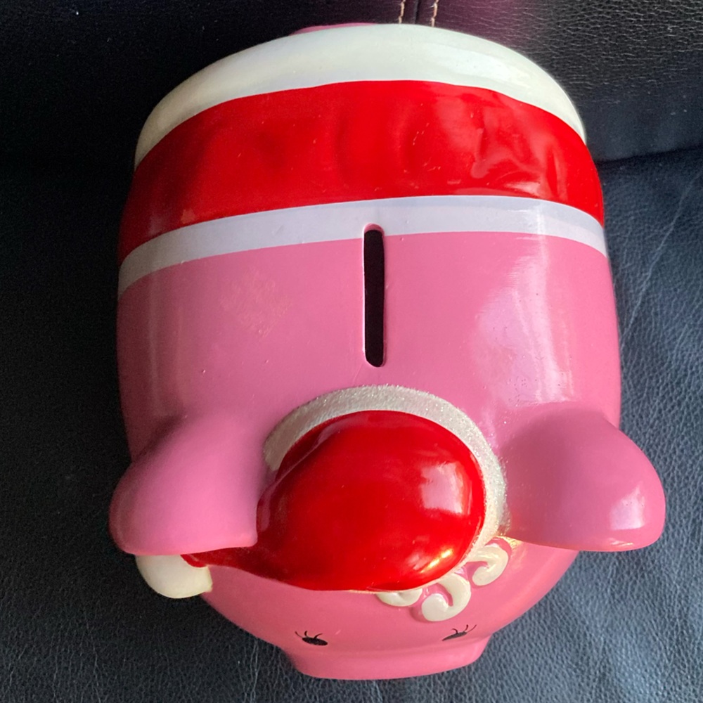 Vintage Room Essentials (RE) 2011 Pink, Red & White Ceramic Holiday Piggy Bank - Picture 7 of 16